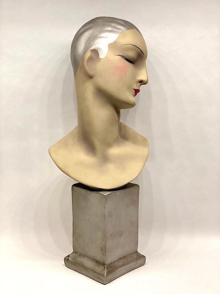 Hand-Painted French Art Deco Mannequin Display of 1920s Flapper