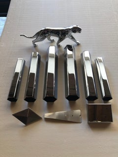 French Art Deco Mantel Clock & Panther Sculpture by Duplanil St. Etienne