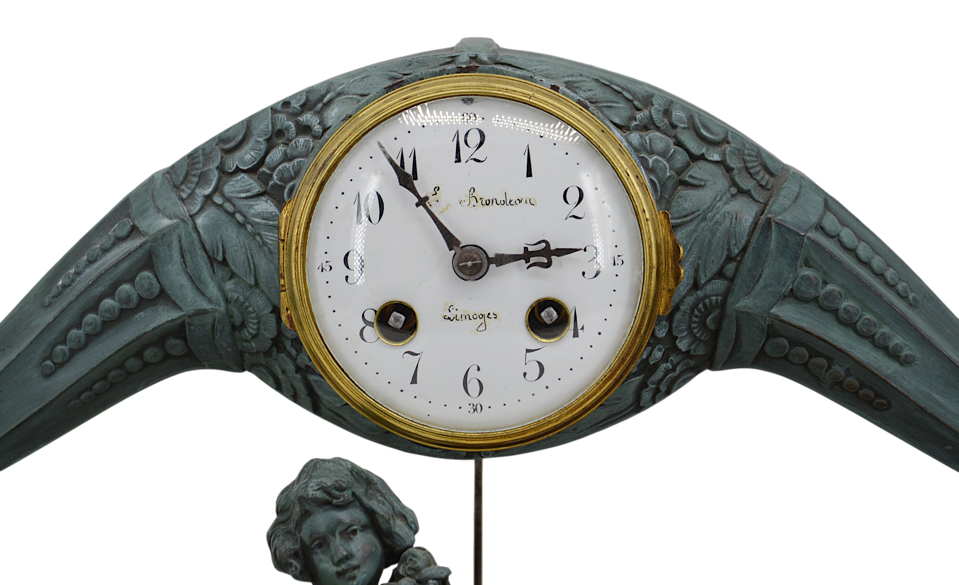 Art déco Ensemble d'horloges de cheminée Art Déco Limousin, années 1920 en vente