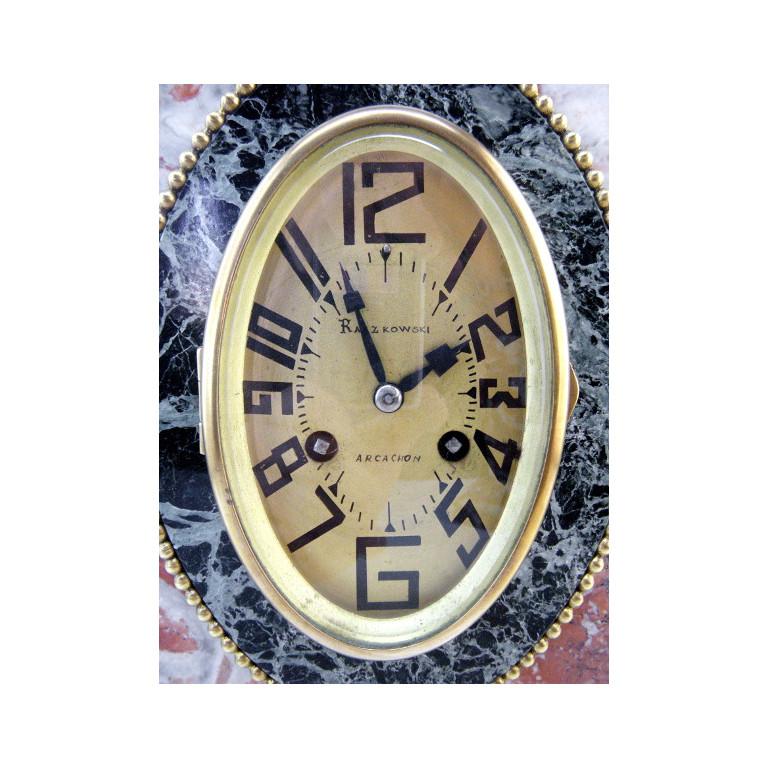 French Art Deco Mantel Clock Set, circa 1910 In Good Condition For Sale In Saint-Amans-des-Cots, FR