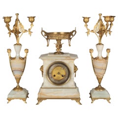 French 19th Century Gilt Bronze Mantel Clock and Candelabra For Sale at ...