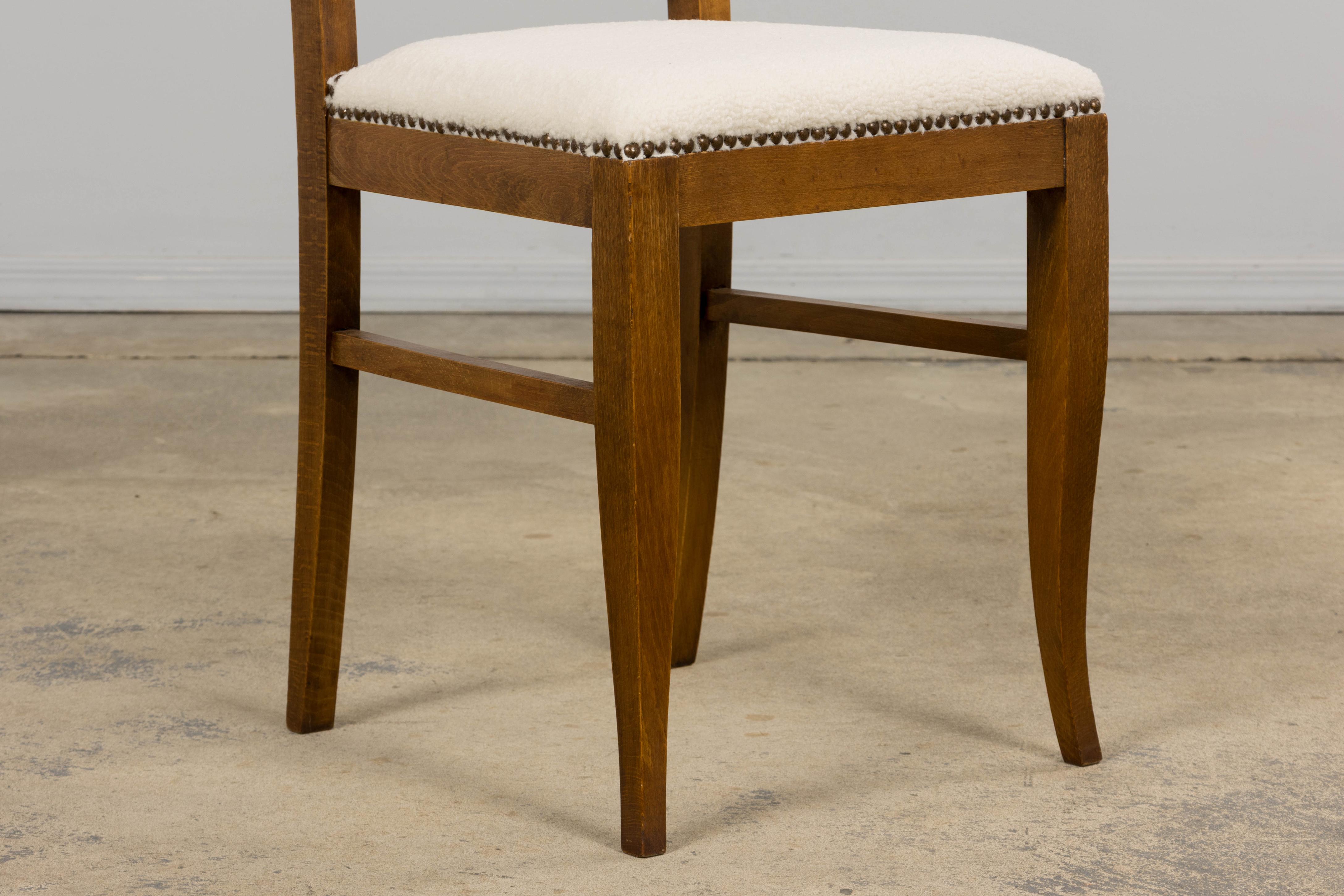 Paire de chaises d'appoint Art Déco en érable et bouclette crème en vente 2