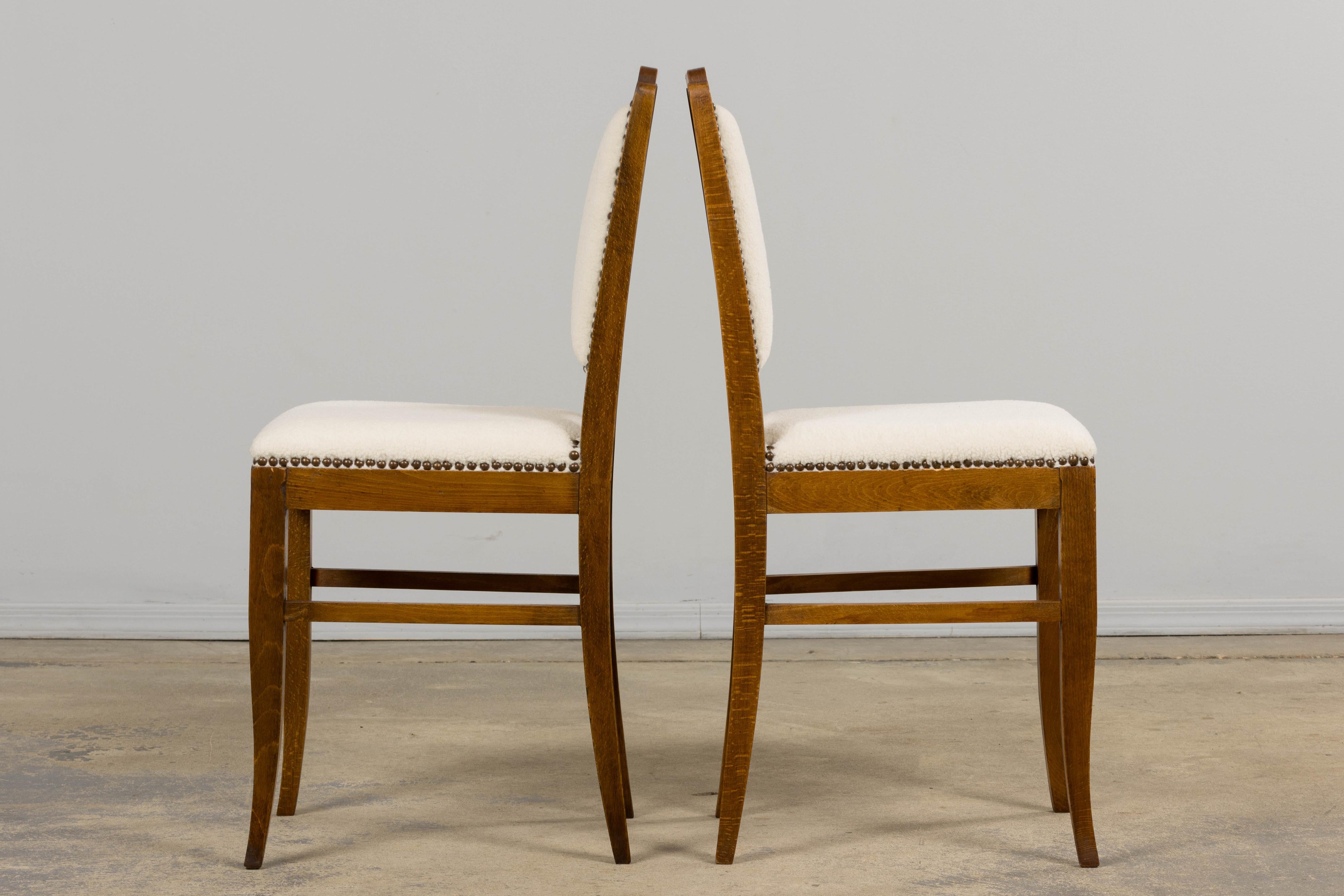 Paire de chaises d'appoint Art Déco en érable et bouclette crème en vente 3