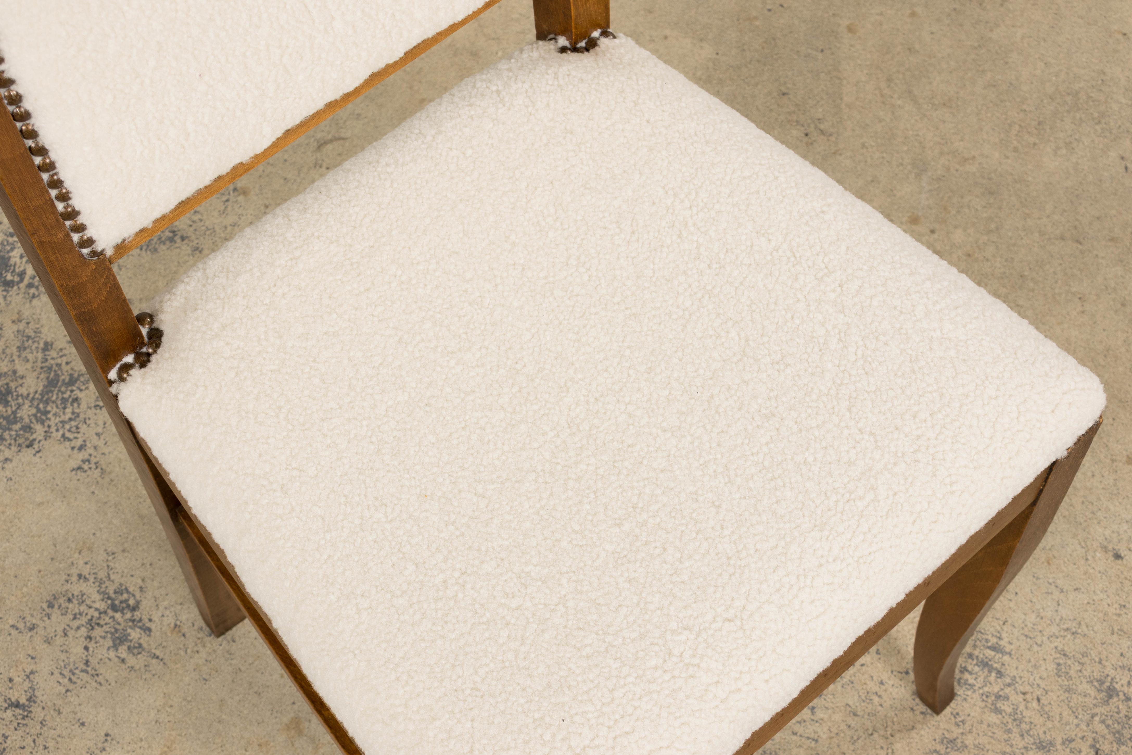 Paire de chaises d'appoint Art Déco en érable et bouclette crème en vente 5