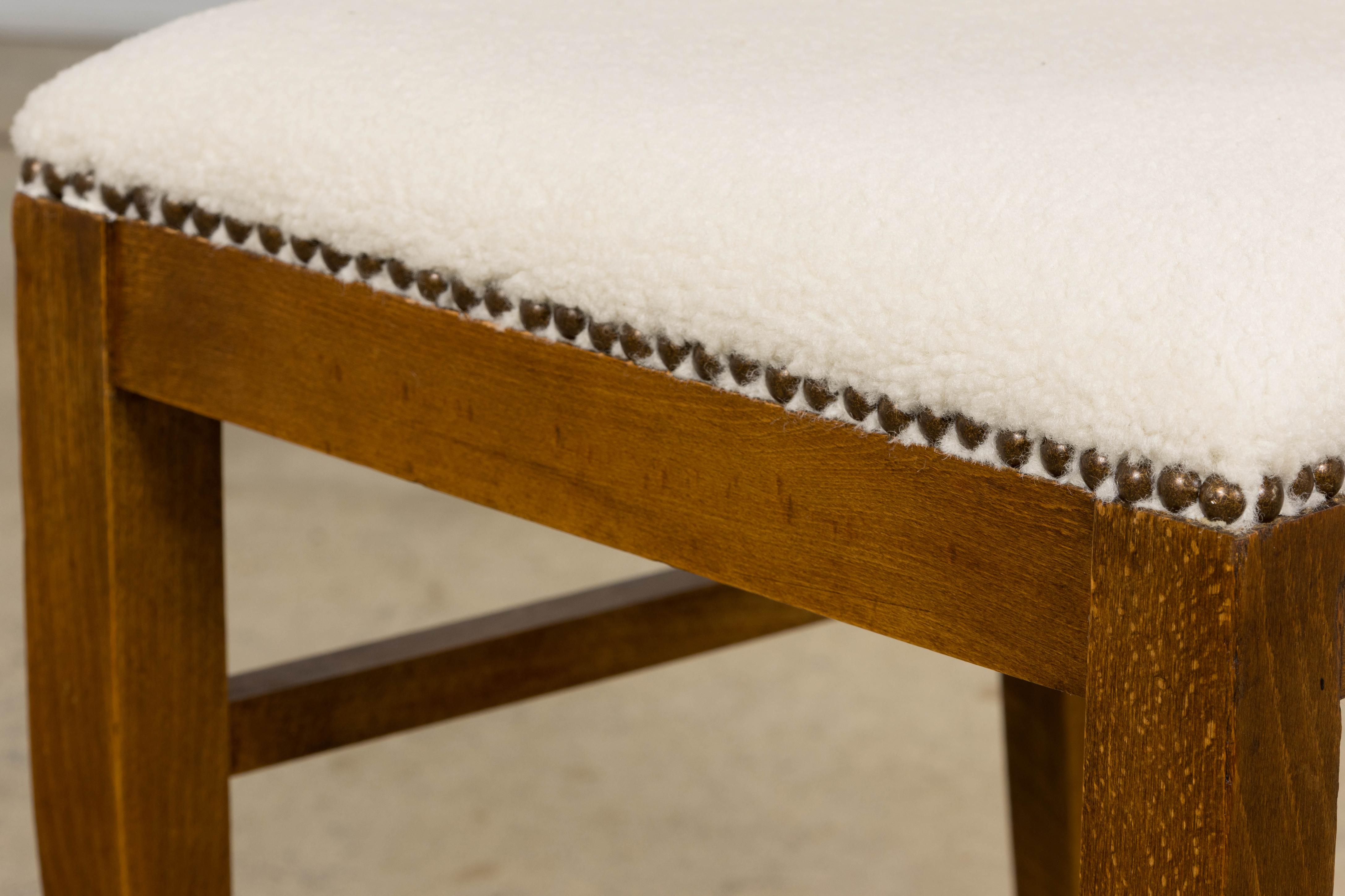 Paire de chaises d'appoint Art Déco en érable et bouclette crème en vente 6