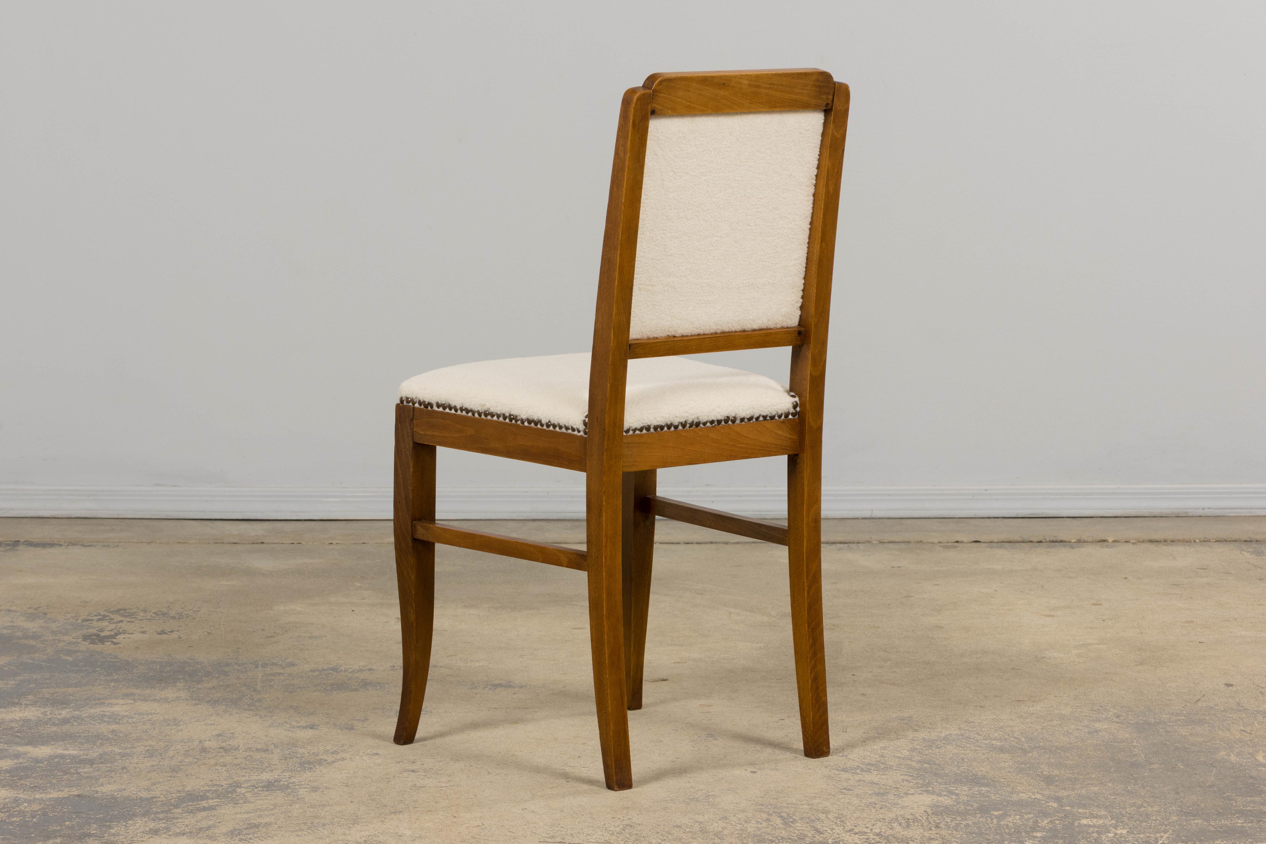 Paire de chaises d'appoint Art Déco en érable et bouclette crème en vente 7