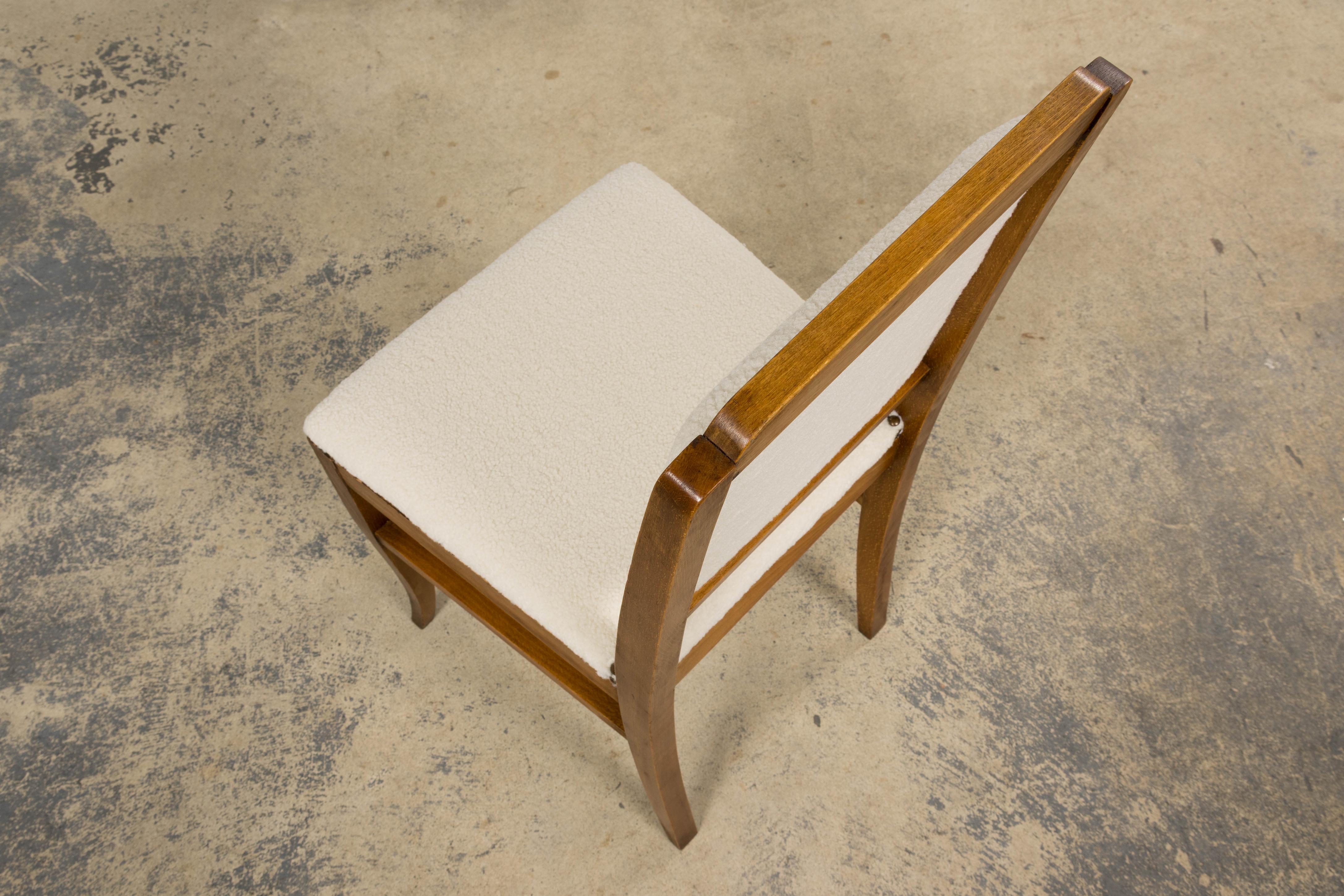 Paire de chaises d'appoint Art Déco en érable et bouclette crème en vente 11