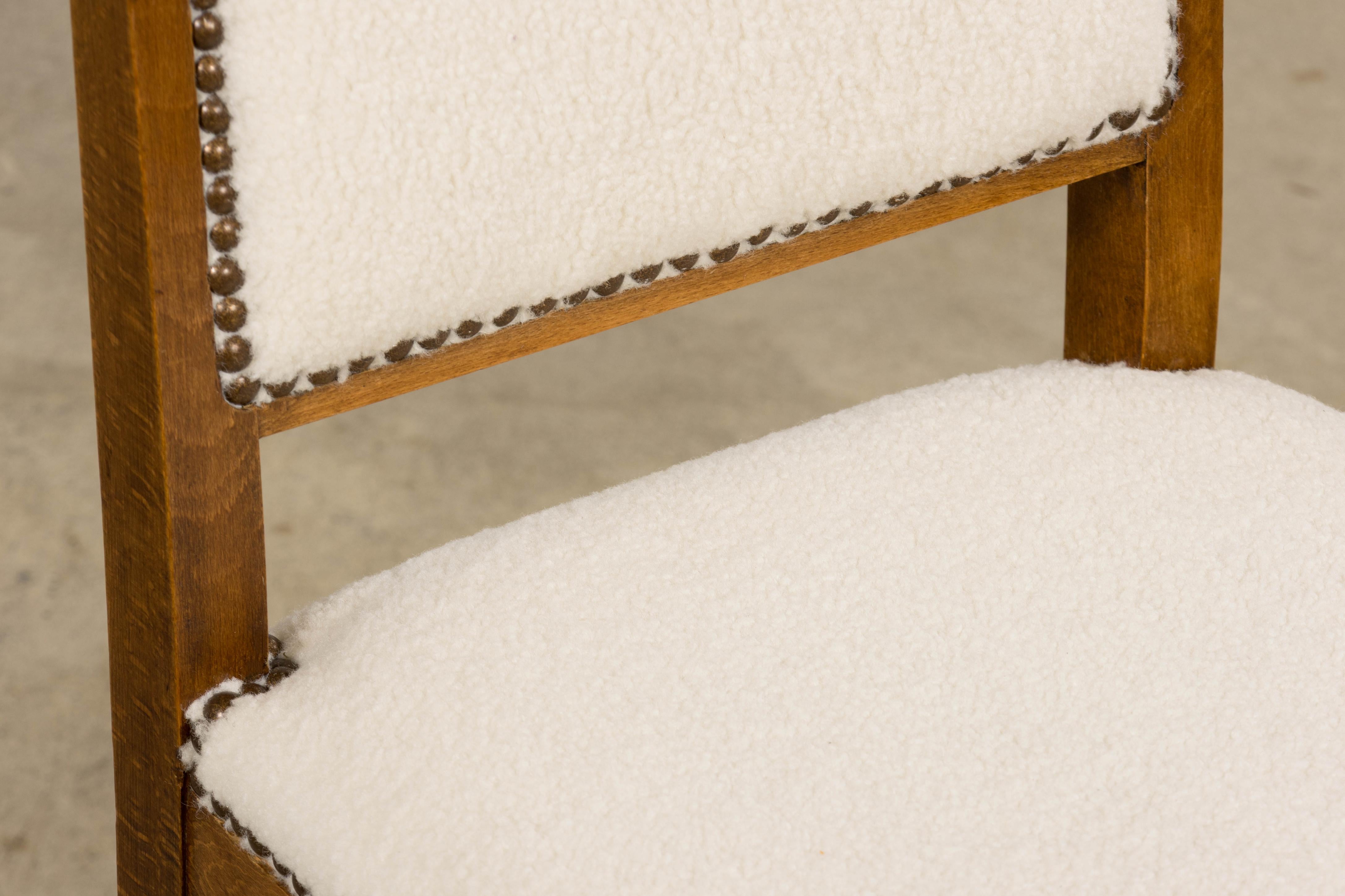 Paire de chaises d'appoint Art Déco en érable et bouclette crème en vente 1