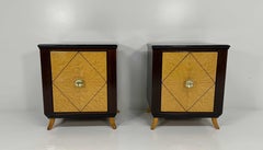 French Art Deco Maple Briar, Maple and Macassar Nightstands, 1940s