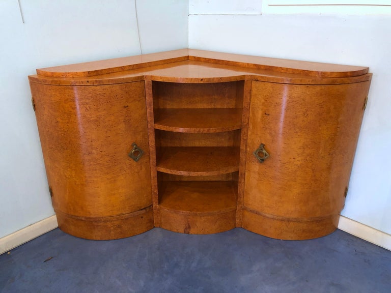 French Art Deco Maple Corner Cupboard, 1945 For Sale at 1stDibs art