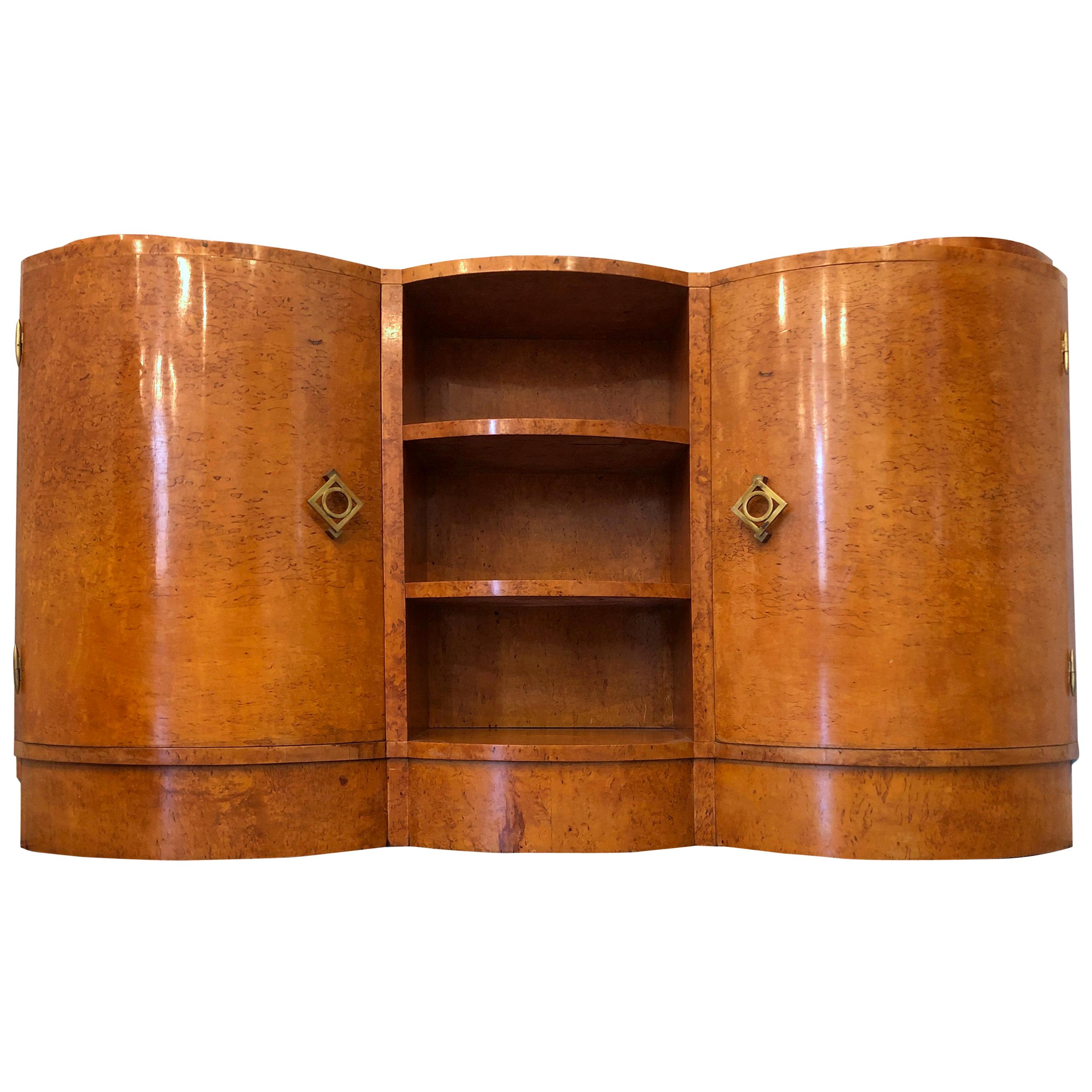 French Art Deco Maple Corner Cupboard, 1945