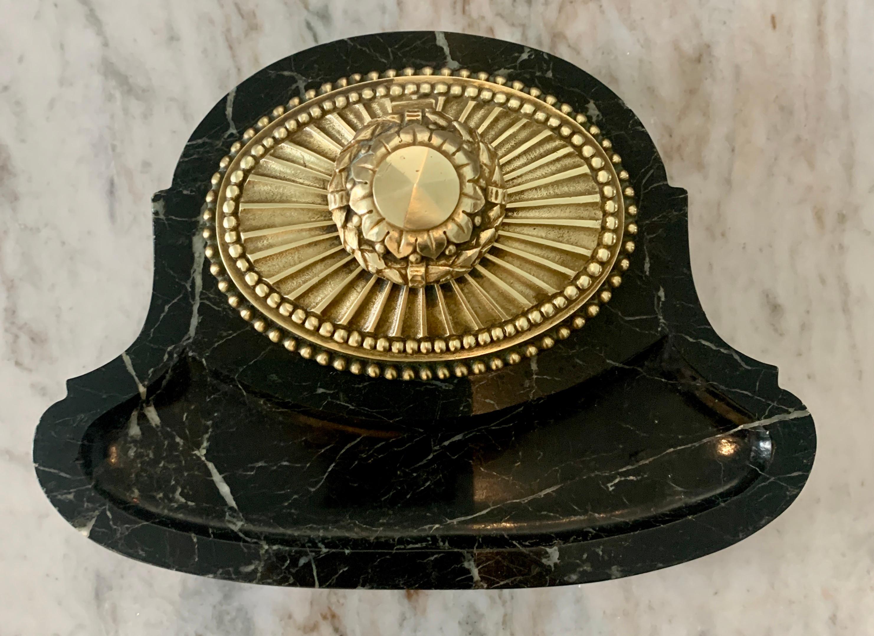 20th Century French Art Deco Marble and Bronze Ink Well For Sale