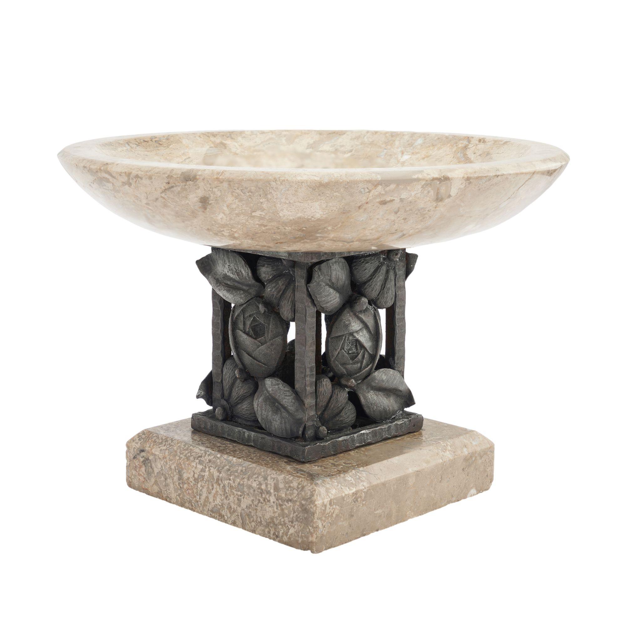 French Art Deco marble & bronze tazza, 1935 For Sale 1