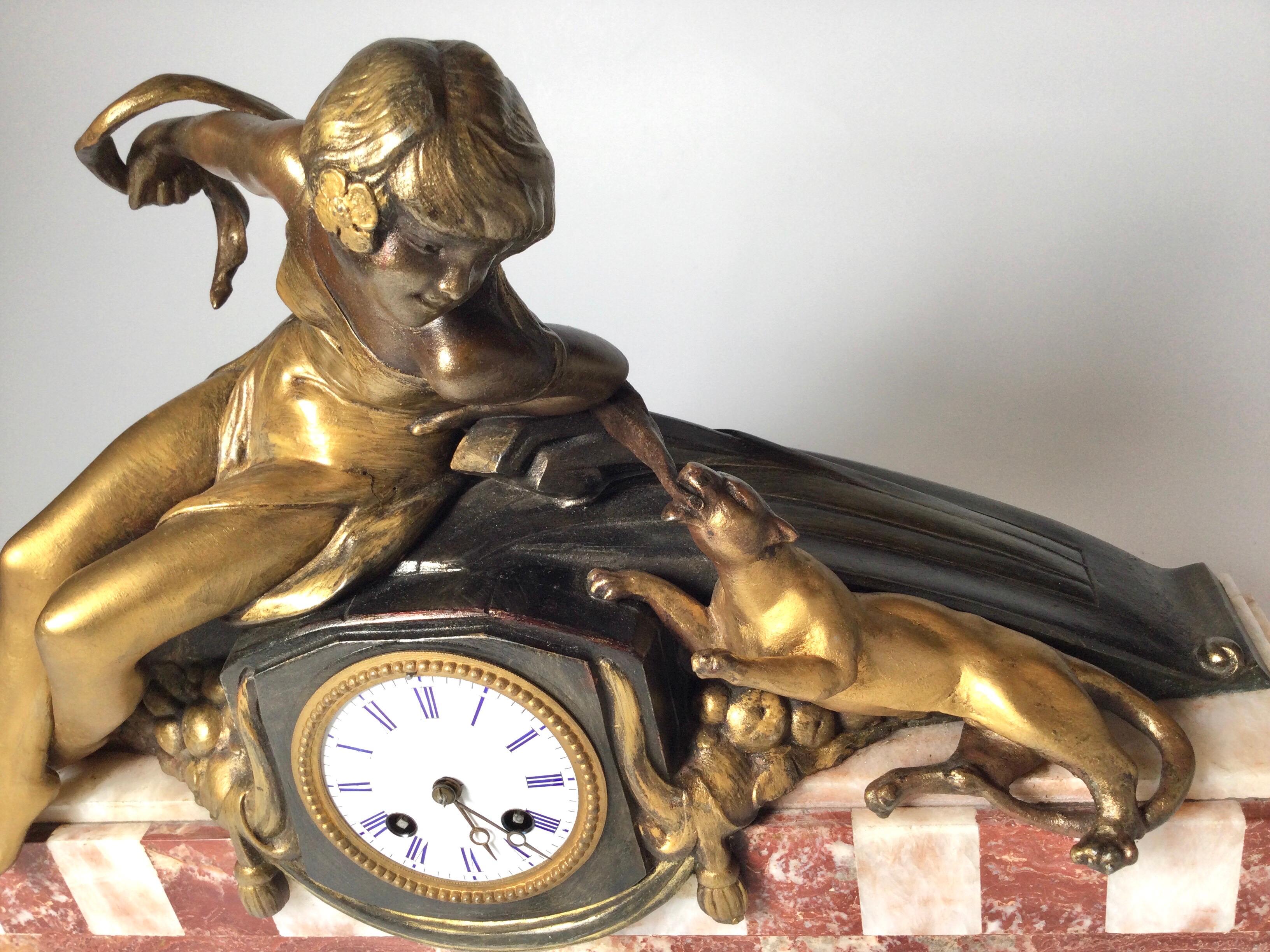 Early 20th Century French Art Deco Marble Clock