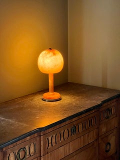 Lampe de bureau Art Déco française en verre et laiton effet marbre