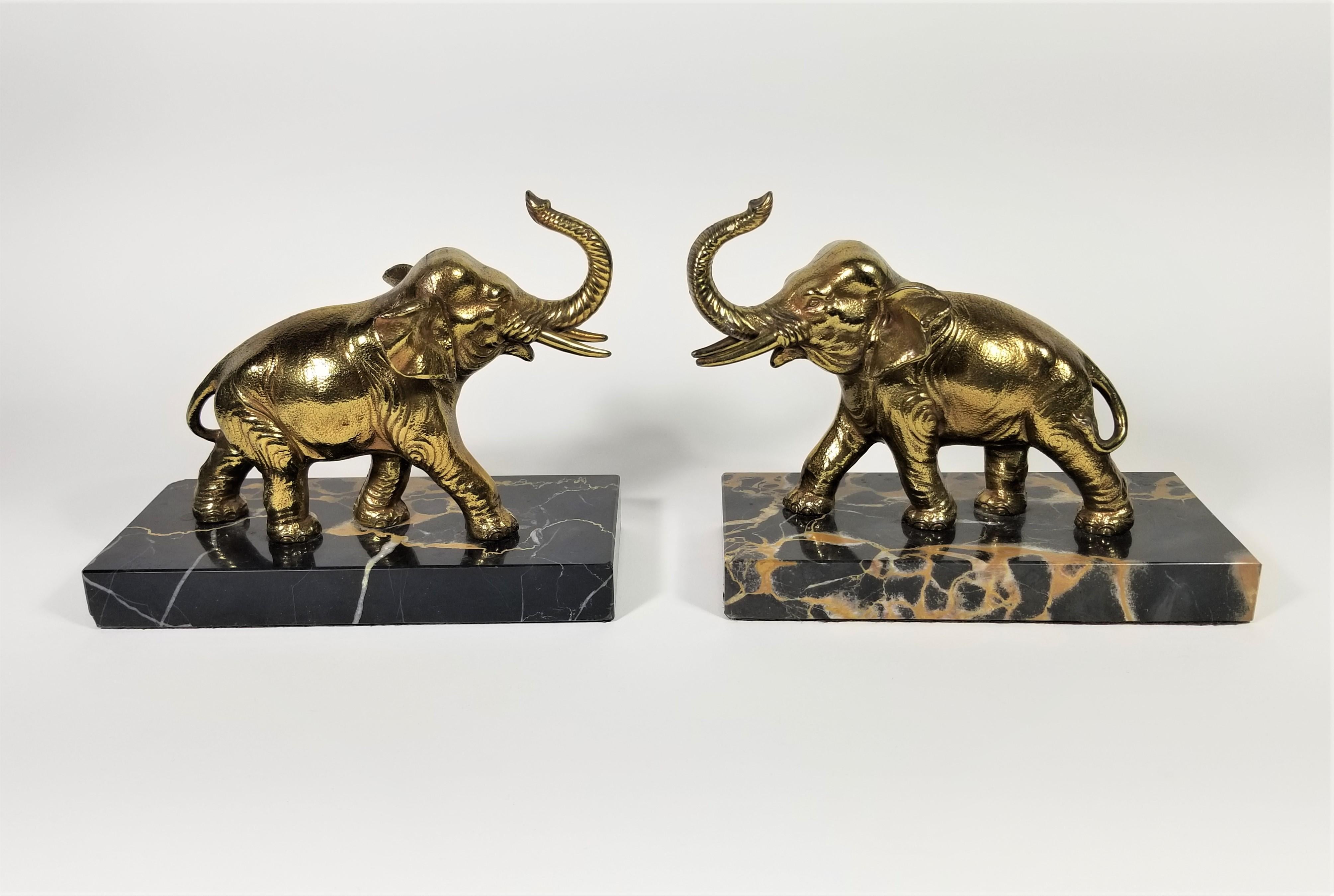 French Art Deco Marble Elephant Bookends For Sale 7