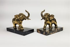 French Art Deco Marble Elephant Bookends
