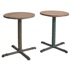 French Art Deco Marble + Iron Accent Table, 1930s - 2 Available