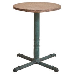 French Art Deco Marble + Iron Accent Table, 1930s - 2 Available