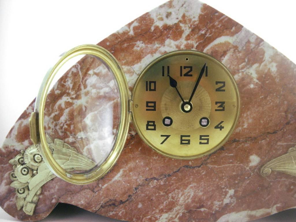 French Art Deco Marble Mantel Clock, 1925 1