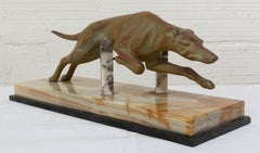 French Art Deco Marble Spelter Greyhound, circa 1930