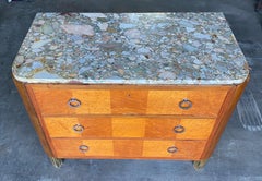 French Art Deco Marble Top 3 Drawer Chest