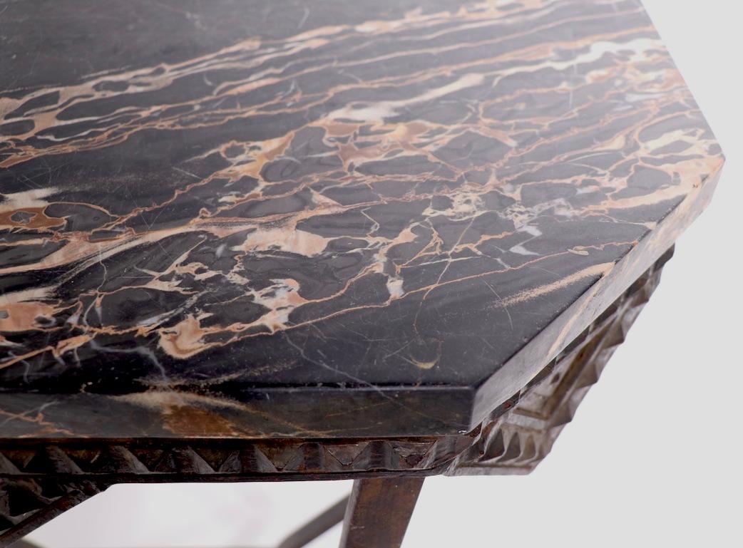 French Art Deco Marble Top Console 6