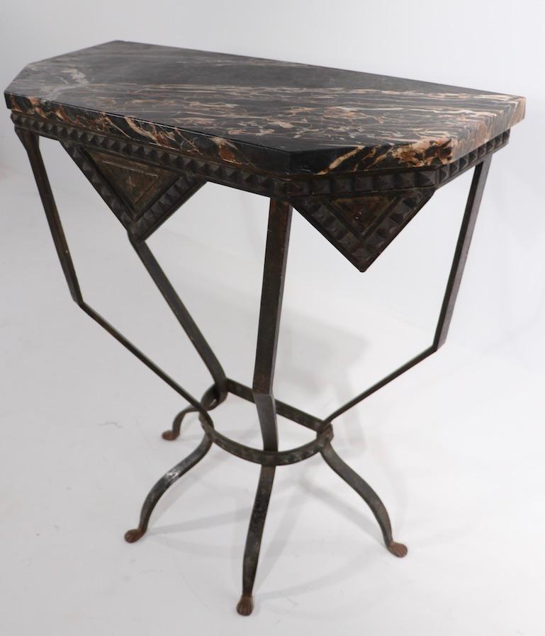 French Art Deco Marble Top Console In Good Condition In New York, NY
