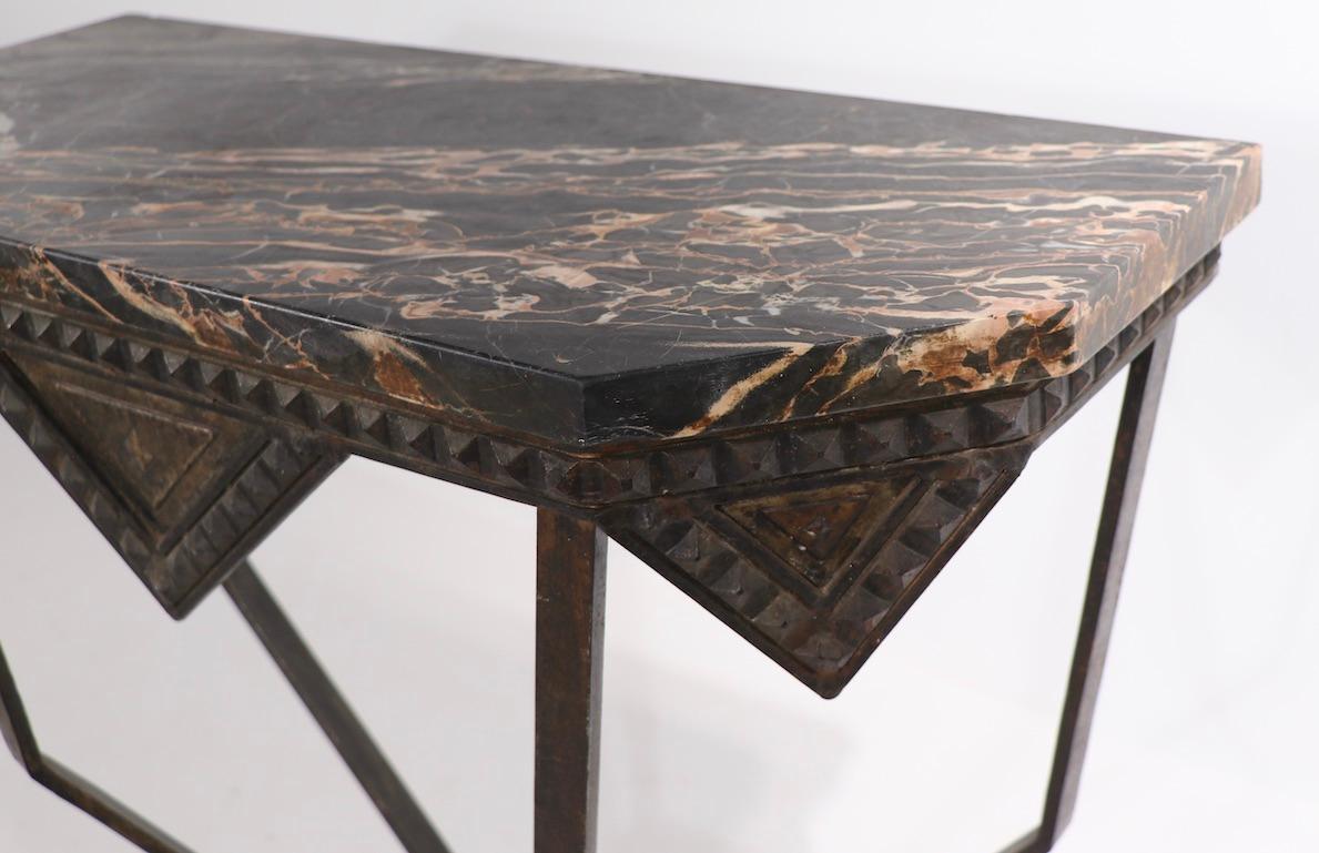French Art Deco Marble Top Console 1