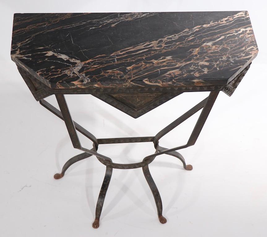 French Art Deco Marble Top Console 3