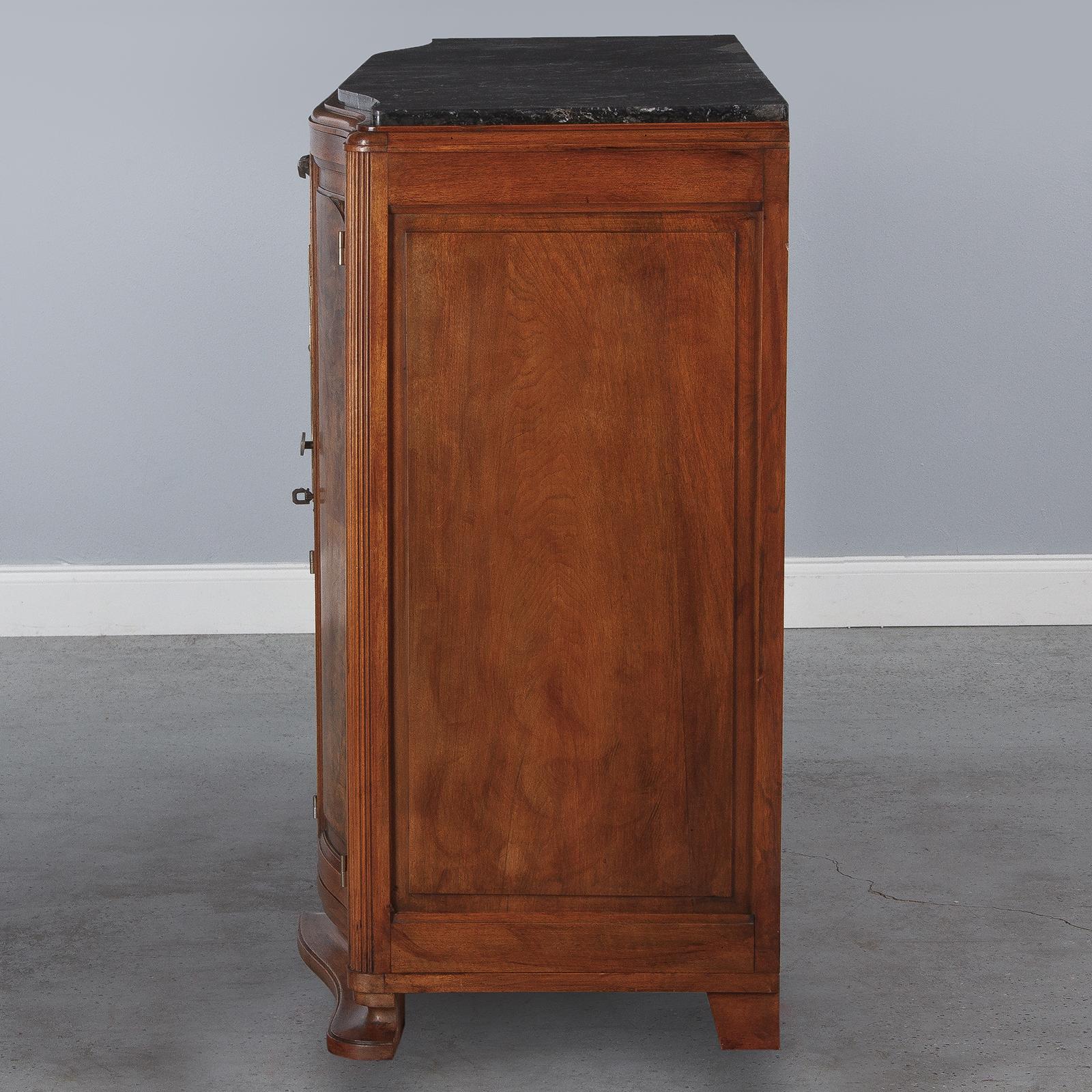 French Art Deco Marble-Top Walnut Buffet/Credenza, 1930s 12