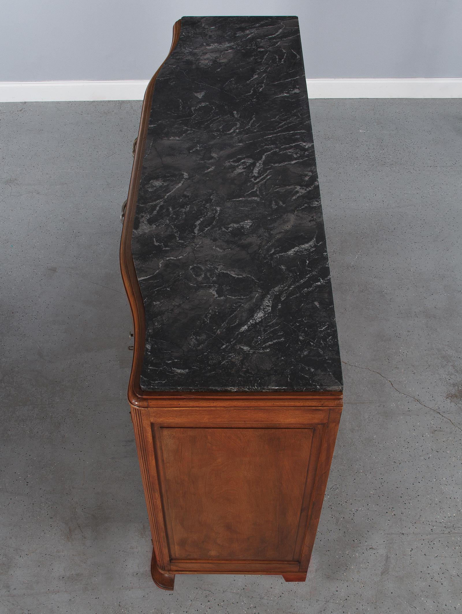 French Art Deco Marble-Top Walnut Buffet/Credenza, 1930s 13