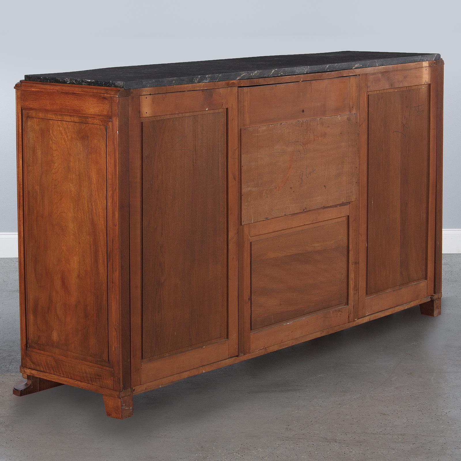 French Art Deco Marble-Top Walnut Buffet/Credenza, 1930s 14