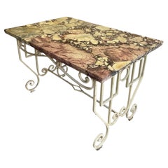 Antique French Art Deco Marble topped and painted iron Console or Centre table