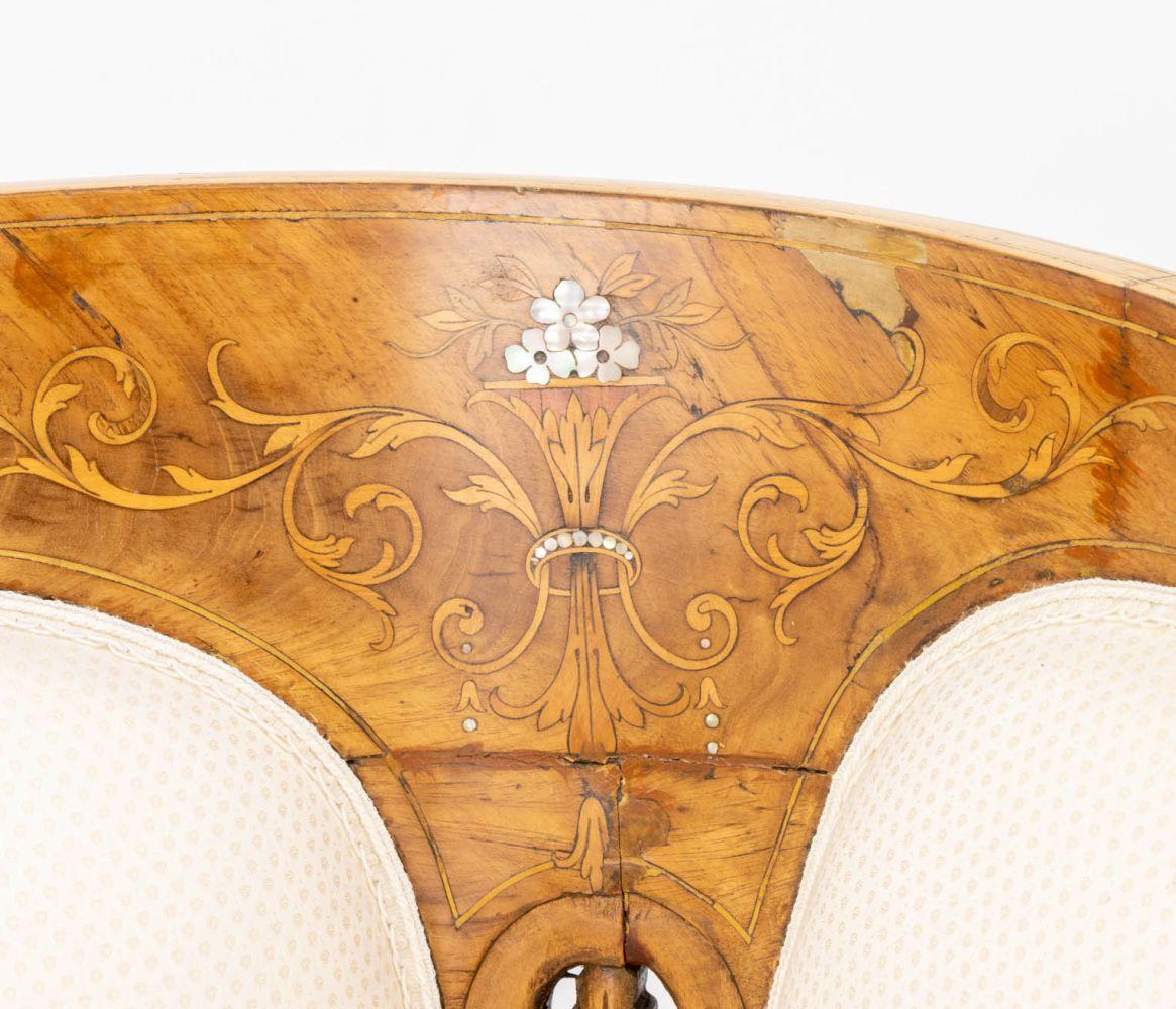 Intarsio Sedia da vasca in noce e intarsio Art Déco francese in vendita