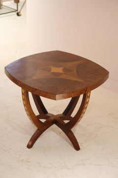 Französischer Art-déco-Beistelltisch mit Intarsien, 1930er Jahre