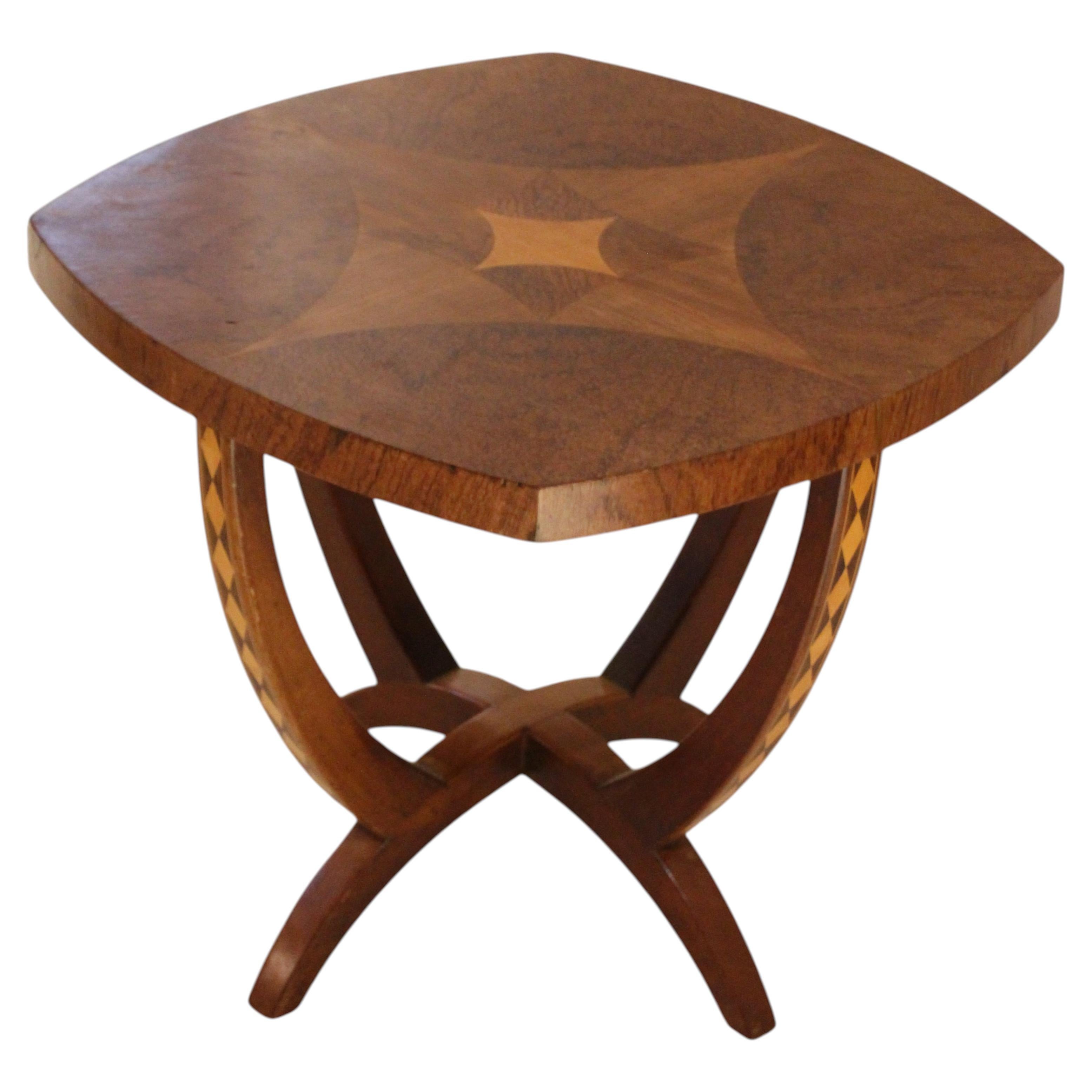 French Art Deco Marquetry Side Table, 1930s
