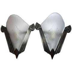 Vintage French Art Deco Matching Pair of Wall Lights Sconces