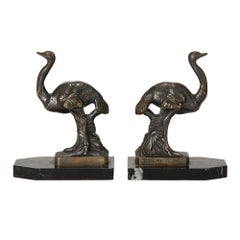 French Art Deco Maurice Frécourt Ostrich Bookends, circa 1925