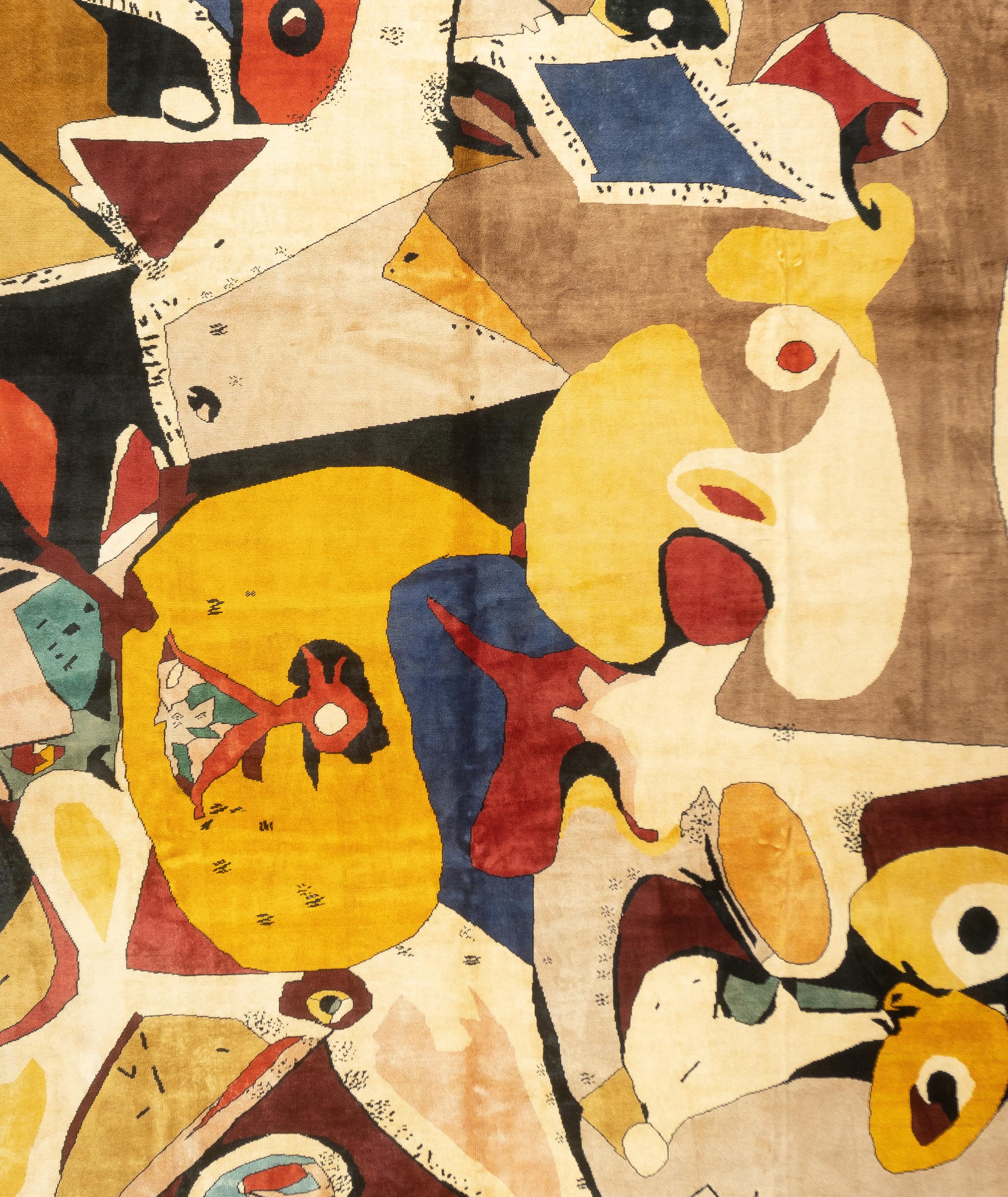 Hand-Knotted French Art Deco Mebe Miro Design For Sale