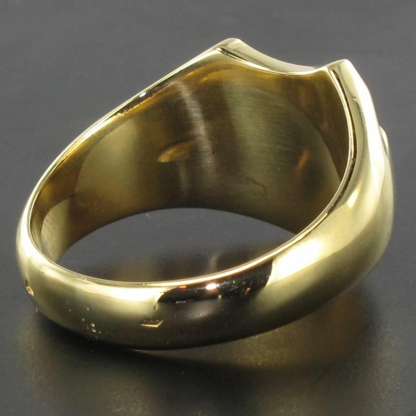 French Art Deco Men's 18 Karat Yellow Gold Signet Ring 5