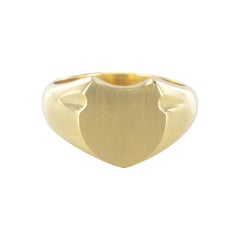 Vintage French Art Deco Men's 18 Karat Yellow Gold Signet Ring