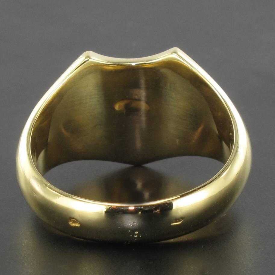 French Art Deco Men's 18 Karat Yellow Gold Signet Ring 1