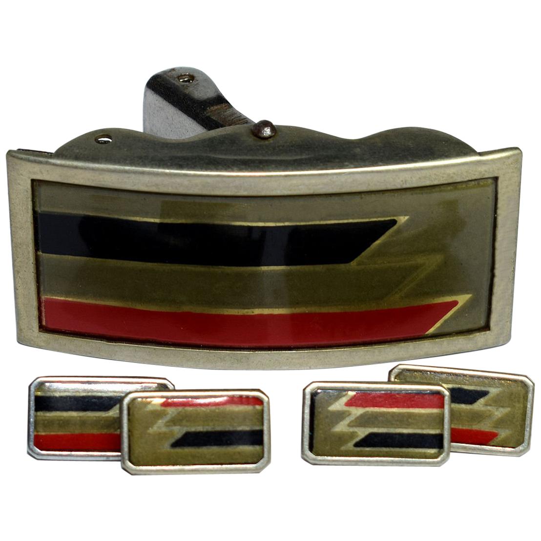Visual Reference: Art Deco Men S Silver And Enamel Cufflinks For Sale