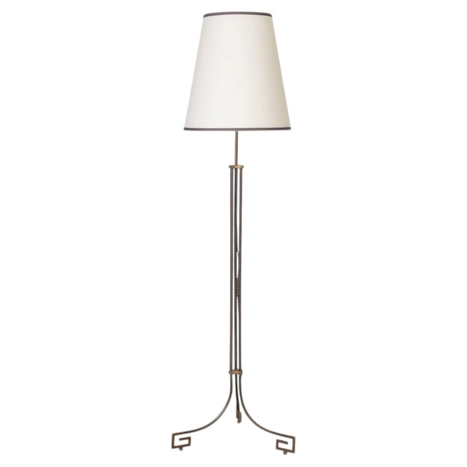 French Art Deco Metal and Brass Floor Lamp