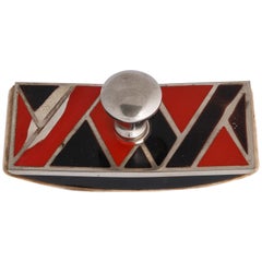 Antique French Art Deco Metal and Enamel Blotter Attributed to Jean Dunand