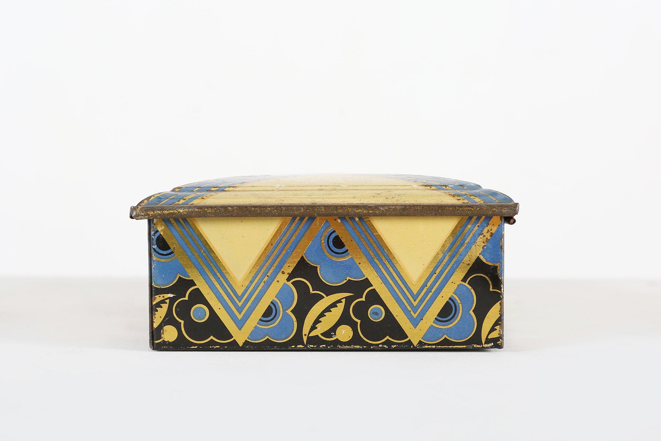 Französische Art-Déco-Metalldose mit Merkurdekor, 1930er Jahre (Art déco) im Angebot