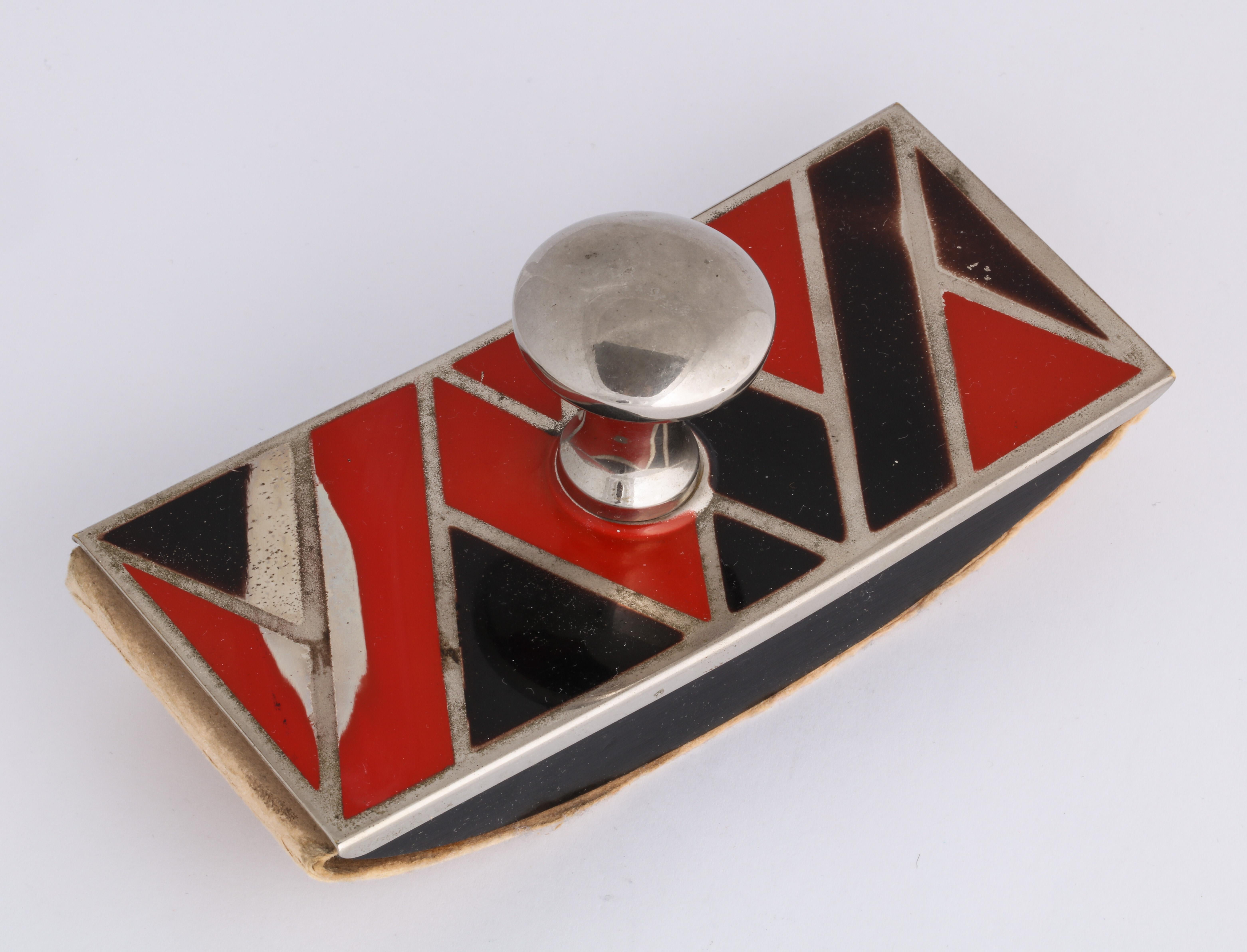 French Art Deco Metal and Enamel Blotter Attributed to Jean Dunand In Good Condition For Sale In New York, NY