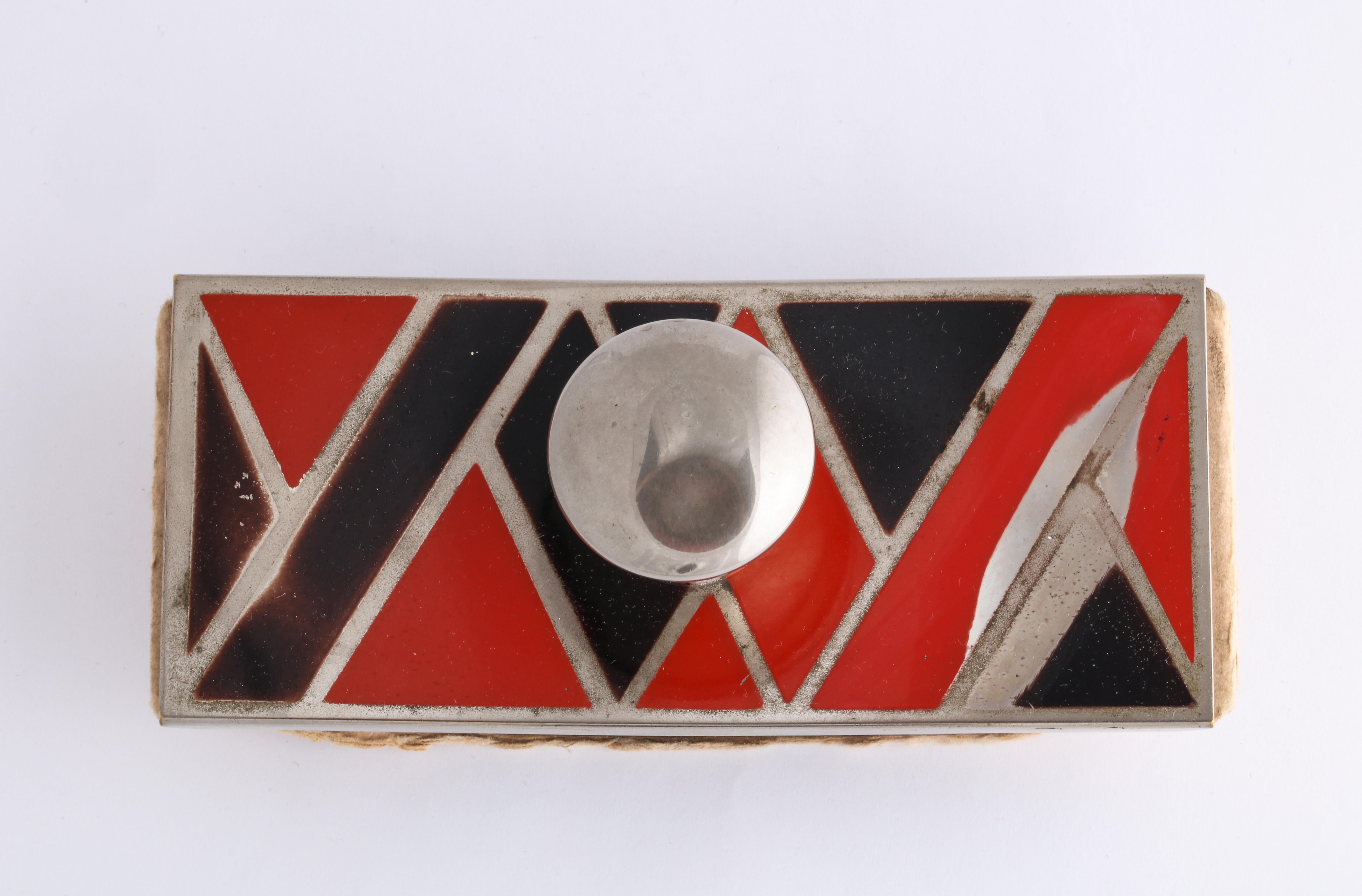 French Art Deco Metal and Enamel Blotter Attributed to Jean Dunand For Sale 4
