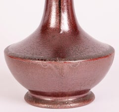 French Art Deco Metallic & Drip Glazed Studio Art Pottery Vase